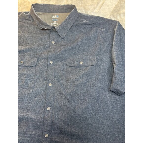 Croft & Barrow Quick Dry Mens Short Sleeve Shirt 4XB Blue Polyester Button-Down - Picture 6 of 13